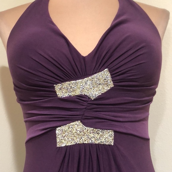 NWT Miss Morena Maxi Dress Size Small Plum Purple Rhinestone Gown - Picture 3 of 10